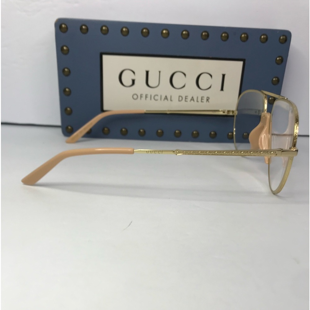 Auth - New - Gucci 0432 Gold Crystal Aviator Metal Retro Sunglasses GG0432S Uni… - Picture 8 of 15